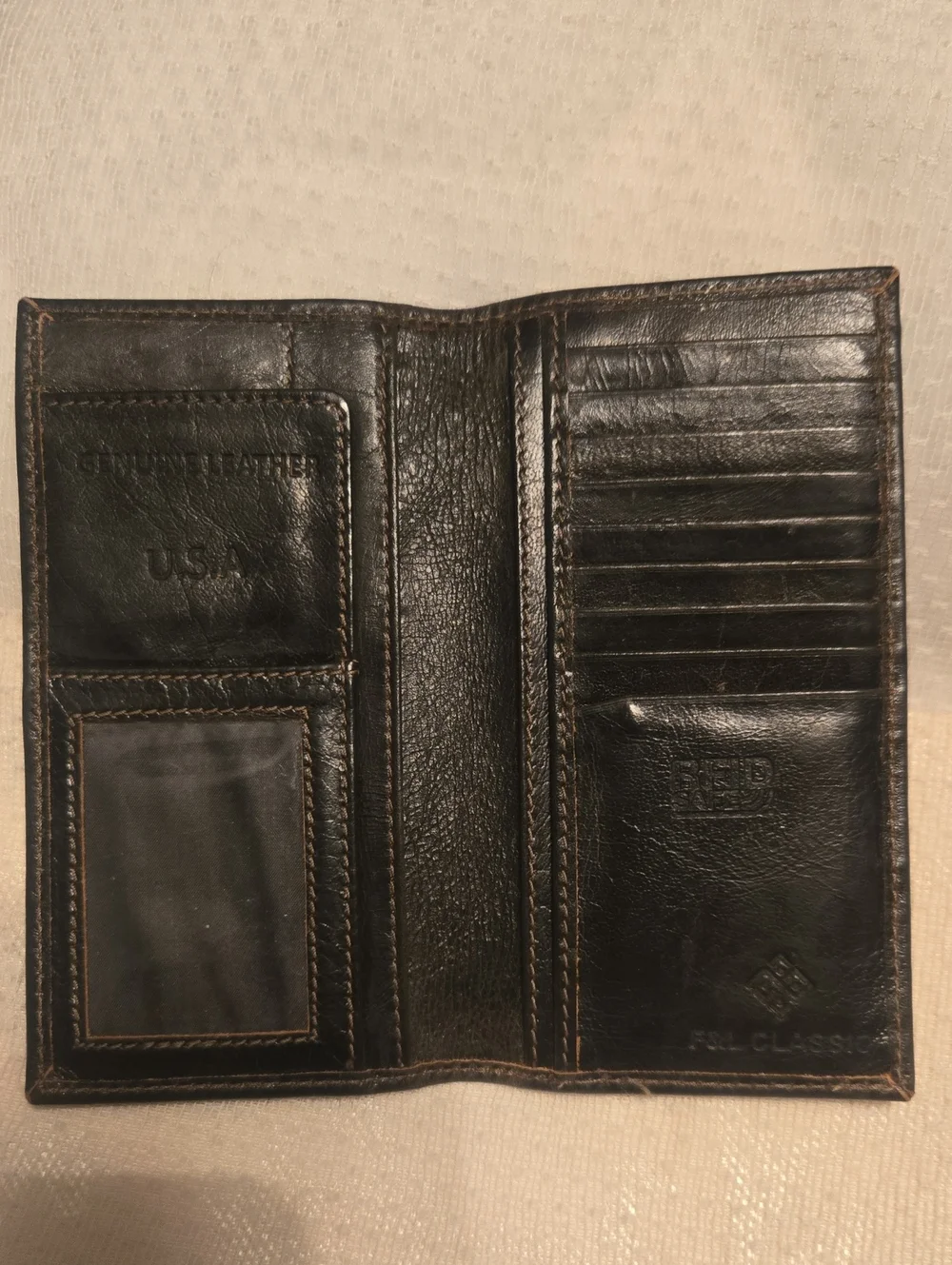 Brown Bi-Fold Leather Wallet or Checkbook Cover